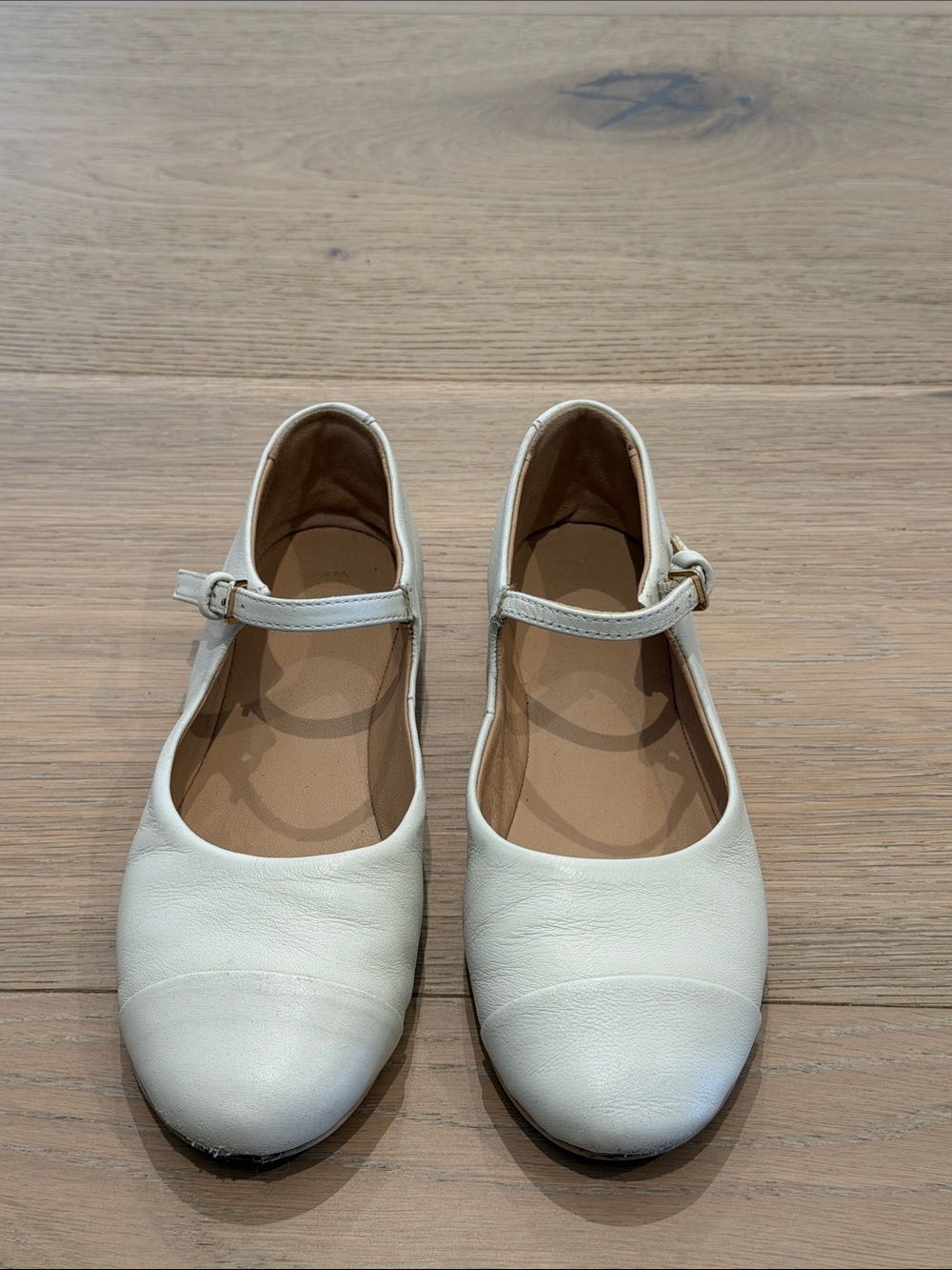 Zara Girls White Mary Jane Strap Shoes